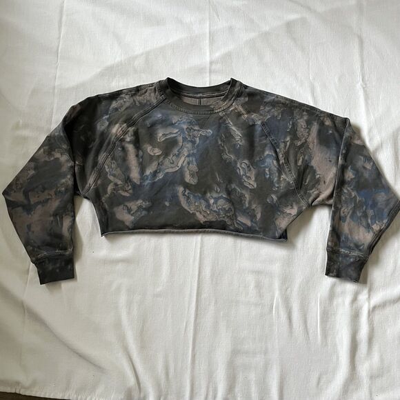 Lululemon Cropped Sweatshirt size 4 Gray/Dark Blue Soft Long sleeve - Picture 1 of 9